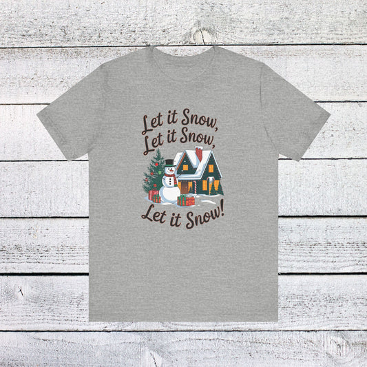 Men & Women Christmas T-Shirt. Let it Snow! Unisex Christmas T-Shirt.