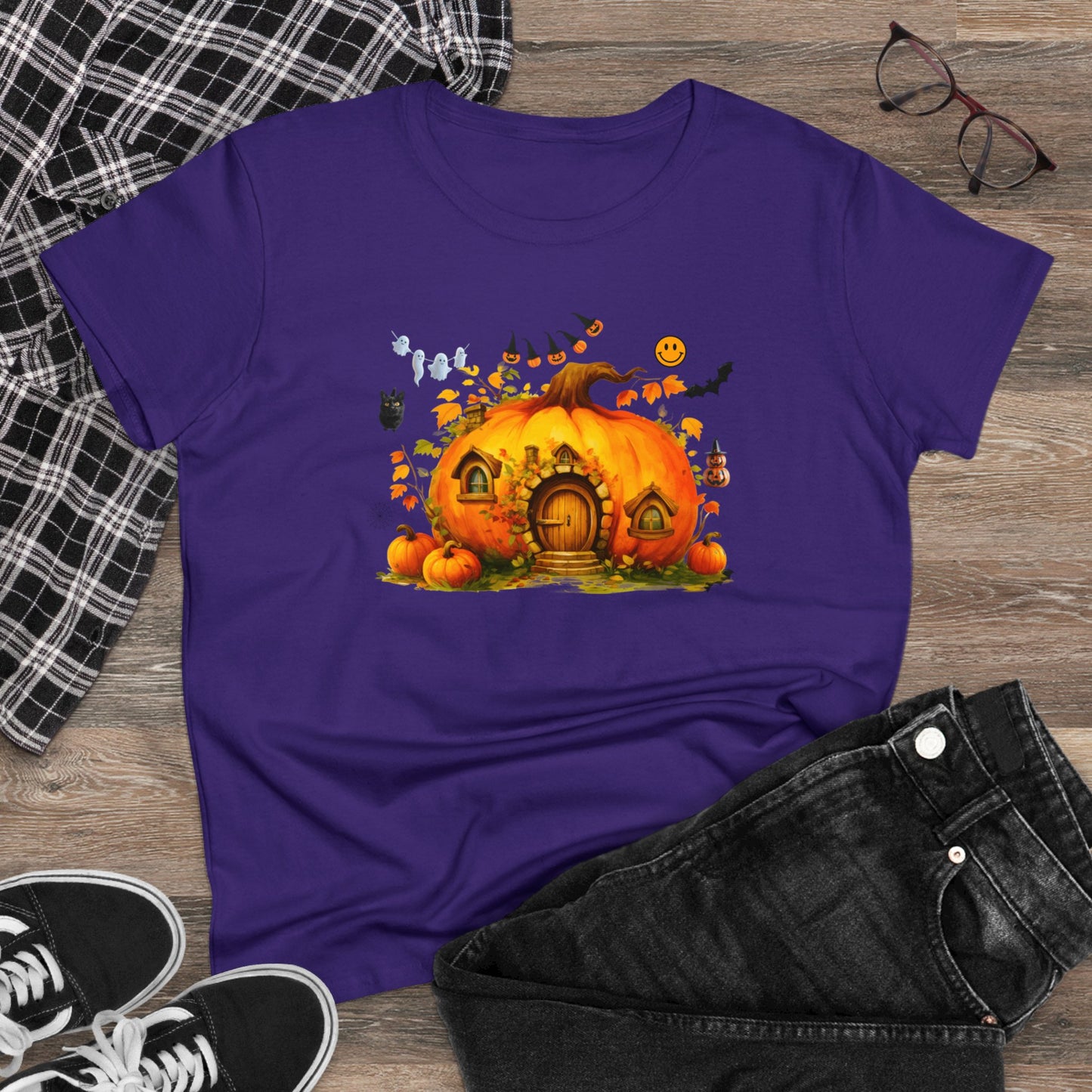 women halloween t-shirt, women's tee, pumpkins, funny, halloween gift