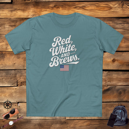 Men's T-Shirts, Men's Tee, Men's Funny Gift, Red White and Brews!