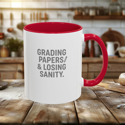 Colorful Grading Papers & Losing Sanity Mug – Perfect Gift for Teachers. Teachers with attitude.