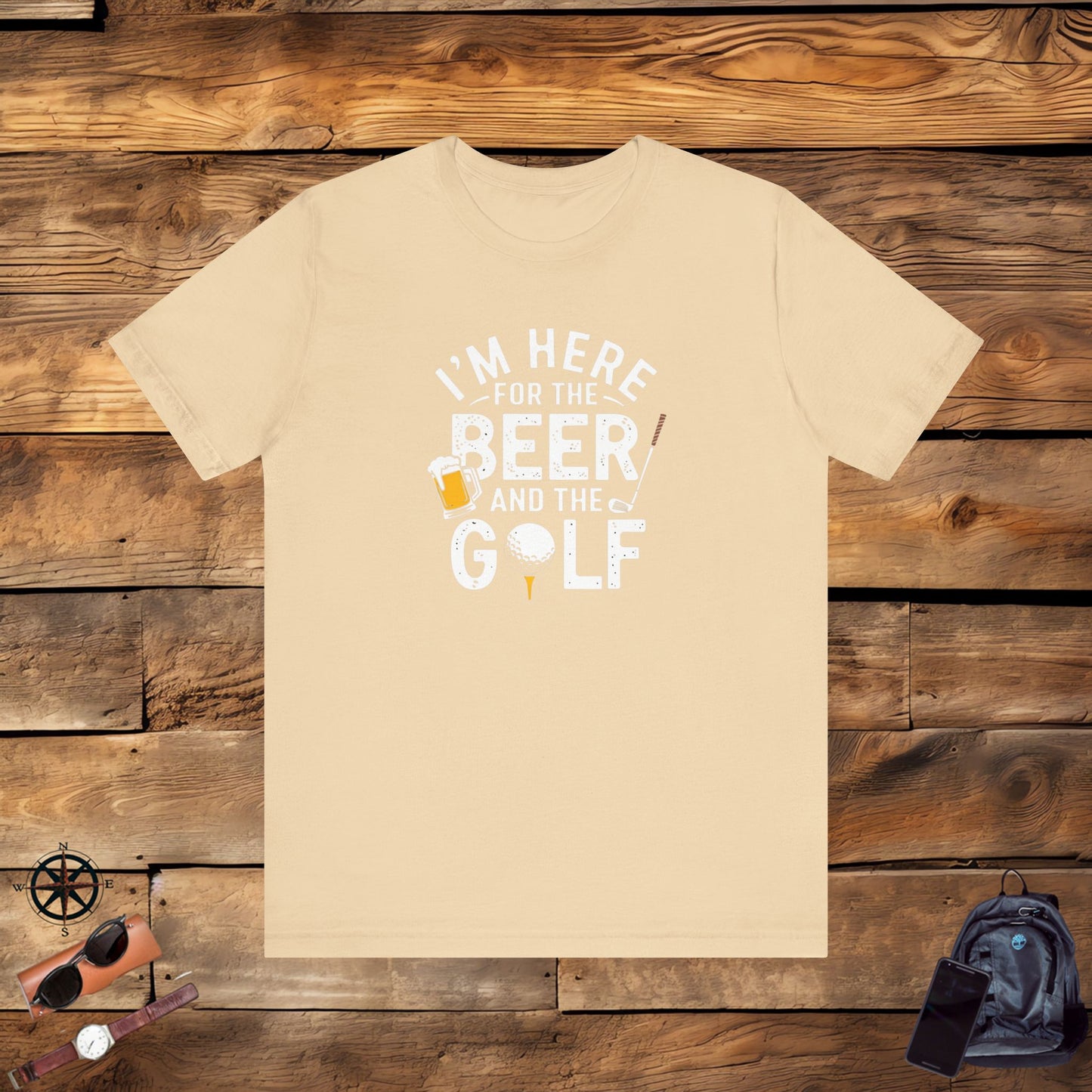 men & women golf t-shirt: i'm here for beer & golf! unisex golf t-shirt.