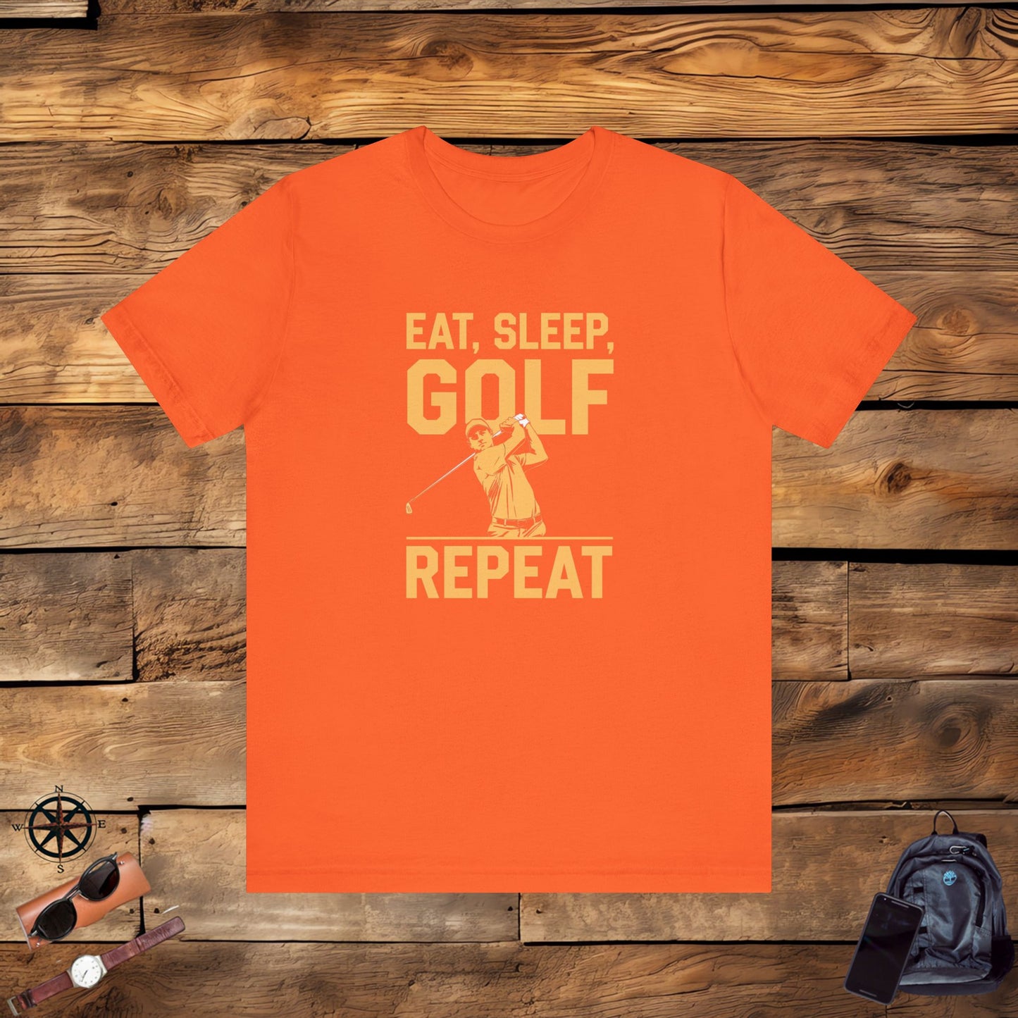 men & women golf t-shirt: eat, sleep, golf repeat. unisex golf t-shirt