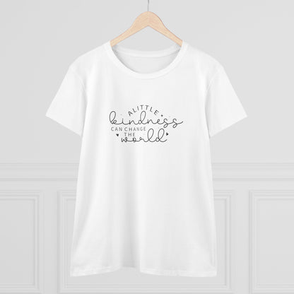Women's Midweight Cotton Tee - A Little Kindness, A Little Less Judgment - Kindness Quote