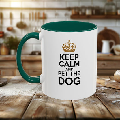 Colorful Mugs (11oz, 15oz) - Keep Calm and pet the dog | Funny Dog Lover Gift | Cute Pet Quote Design