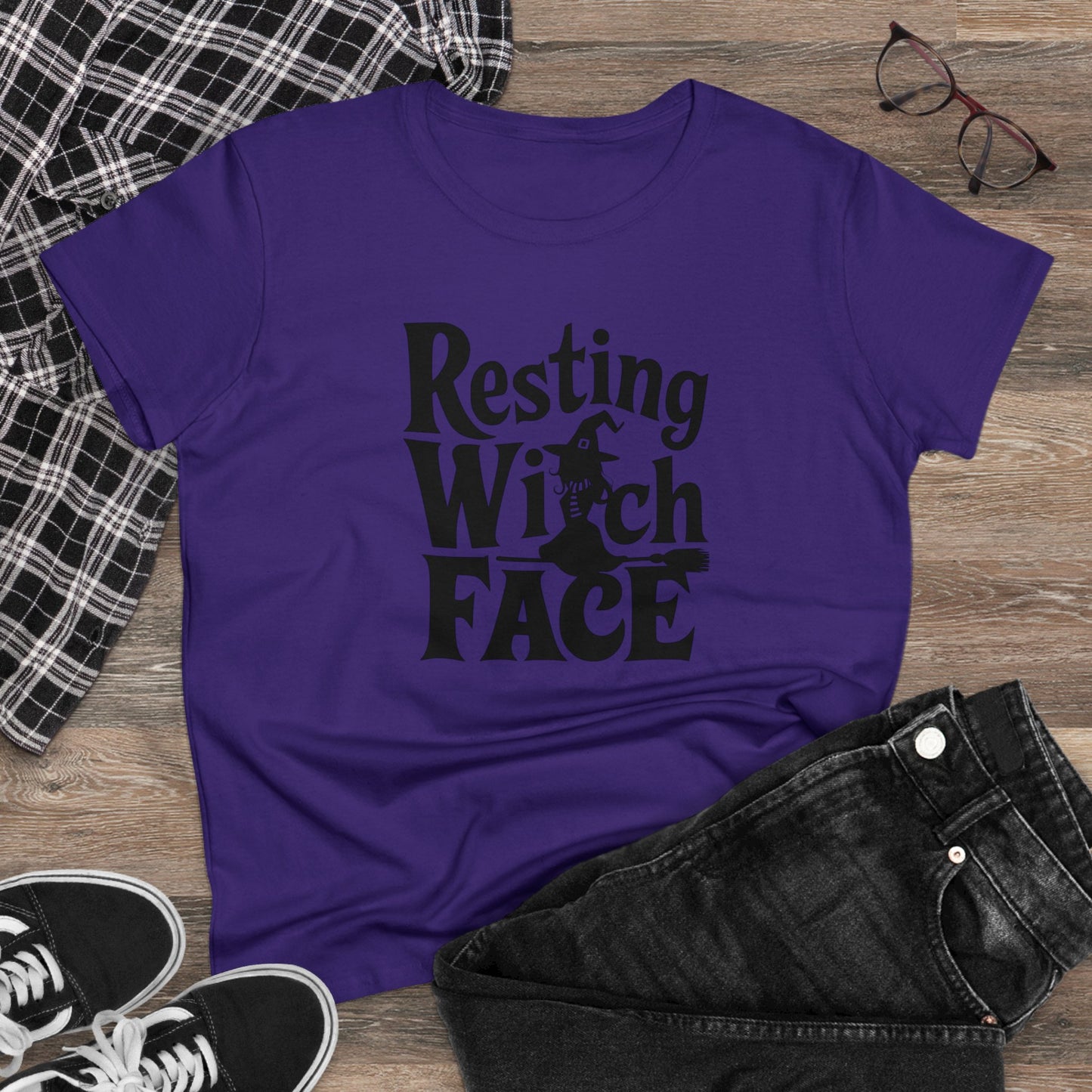 women's t-shirt, women's tee, halloween, funny gift, resting witch face!