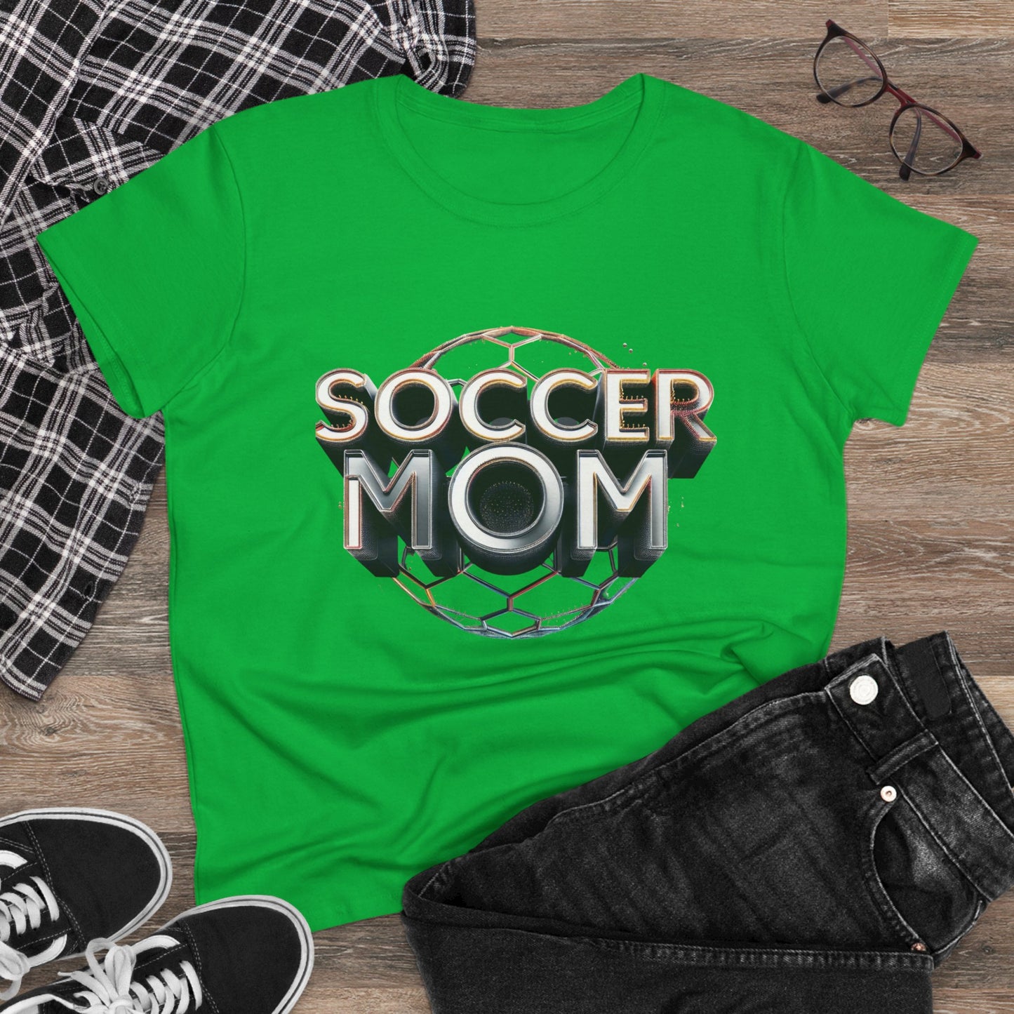 stylish women's cotton tee for soccer moms