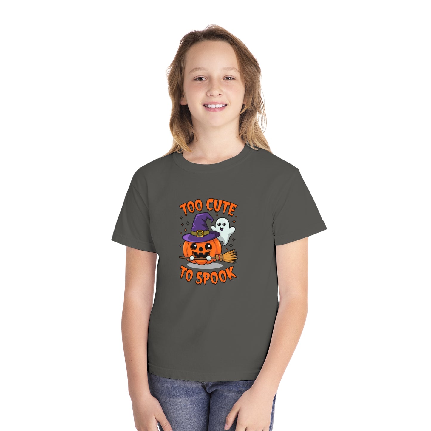 youth t-shirt, youth halloween t-shirt, too cute to spook!