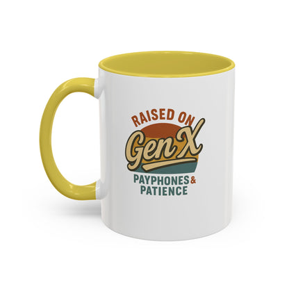 Colorful 'Raised on Gen X' Mug - Perfect Gift for Nostalgic Coffee Lovers