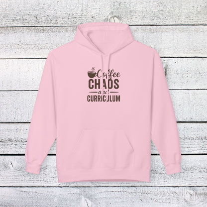 Unisex Softstyle Hoodie - Coffee, Chaos, and Curriculum Design. Teachers with Attitude.
