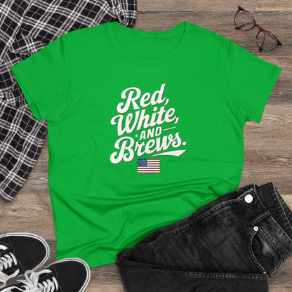 Women's T-Shirts, Women's Tee, Funny Gift, Red Wine and Brews!