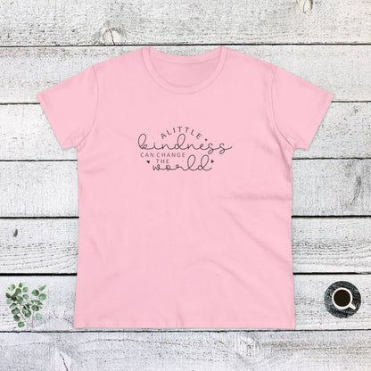 Women's Midweight Cotton Tee - A Little Kindness, A Little Less Judgment - Kindness Quote
