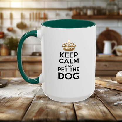 Colorful Mugs (11oz, 15oz) - Keep Calm and pet the dog | Funny Dog Lover Gift | Cute Pet Quote Design