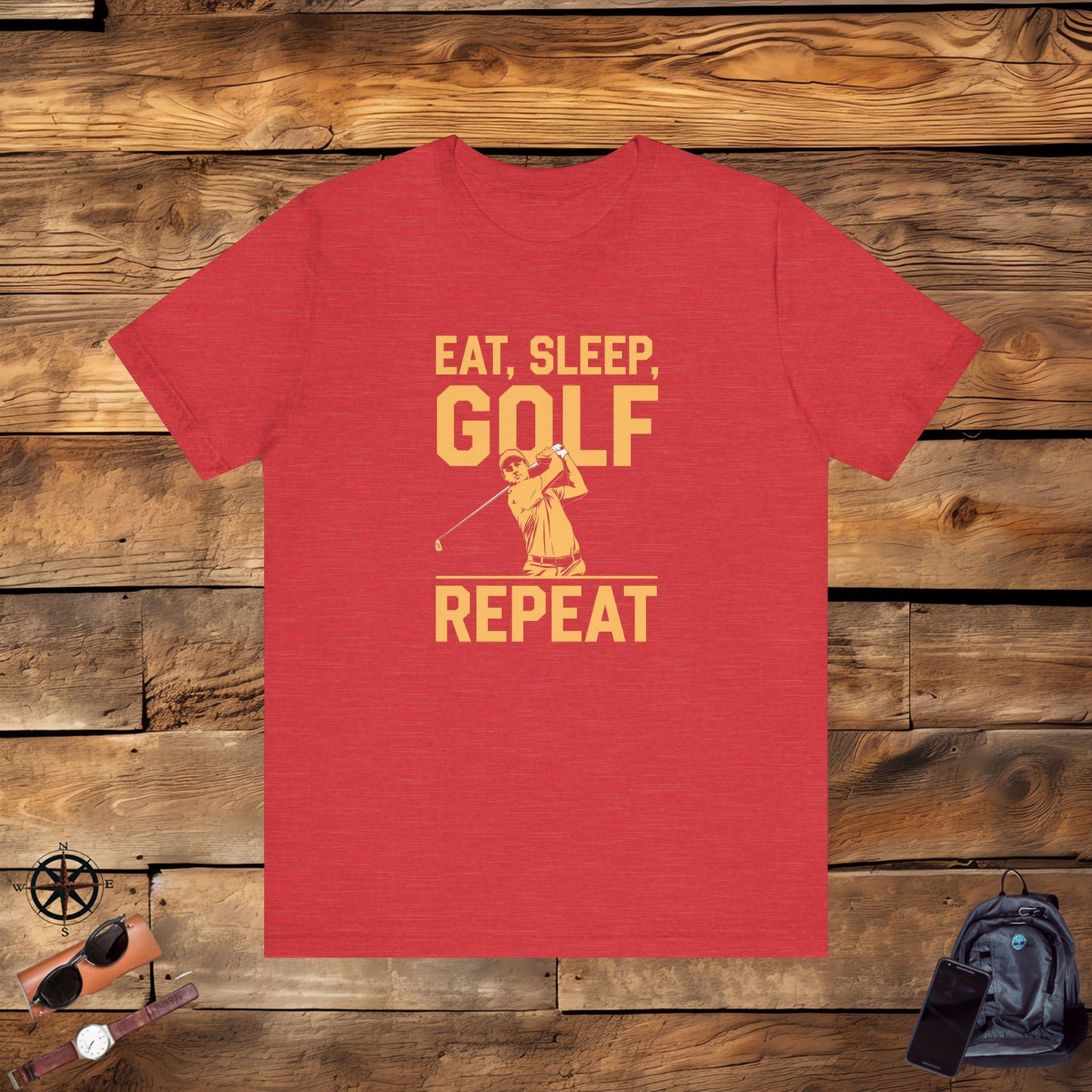 men & women golf t-shirt: eat, sleep, golf repeat. unisex golf t-shirt