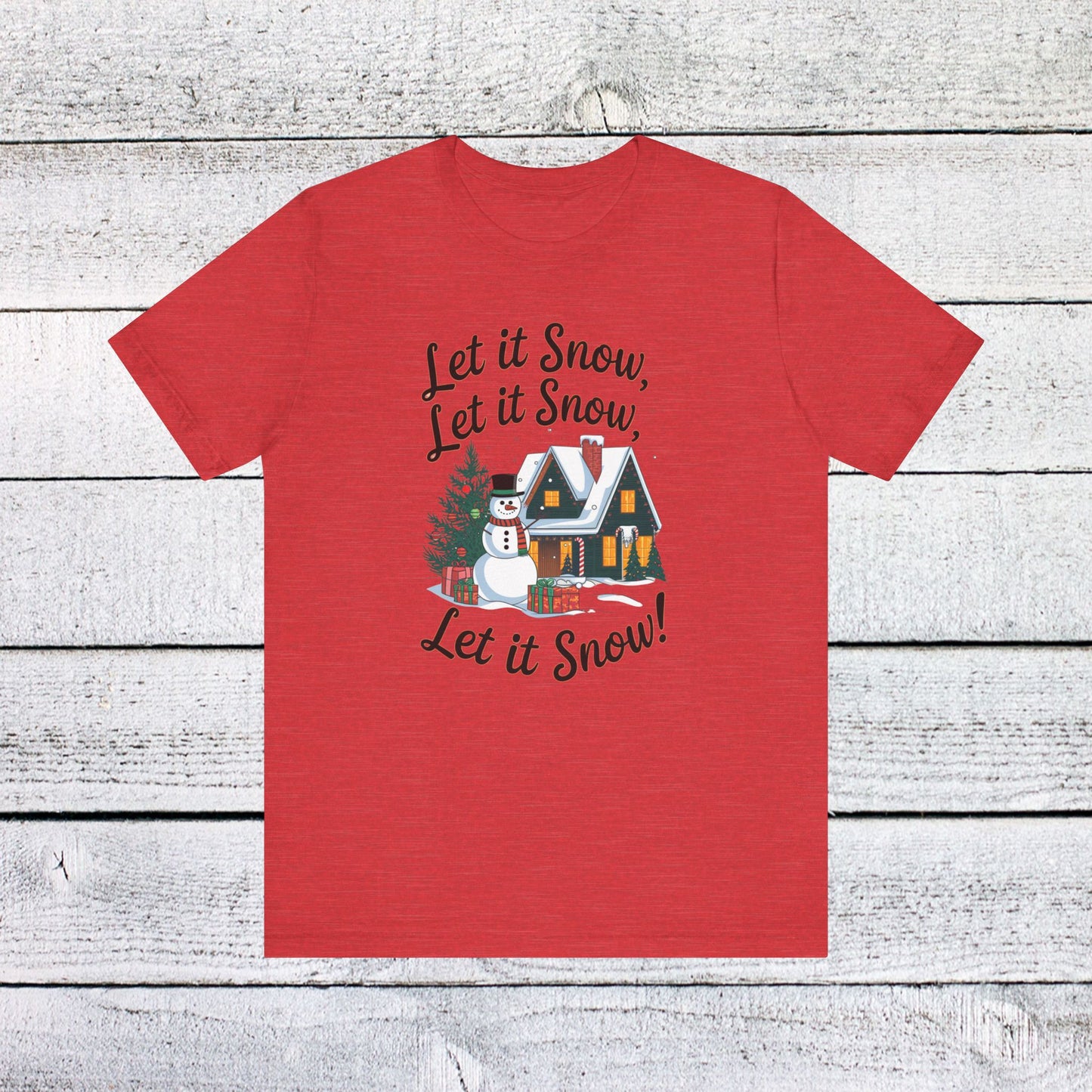 men & women christmas t-shirt. let it snow! unisex christmas t-shirt.