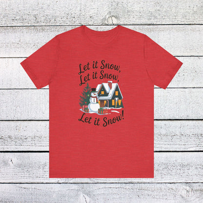 Men & Women Christmas T-Shirt. Let it Snow! Unisex Christmas T-Shirt.