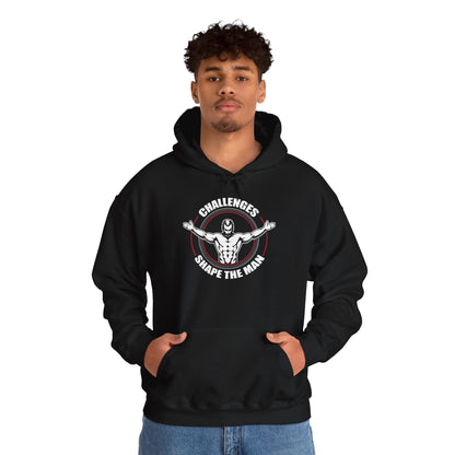 Unisex Heavy Blend™ Hooded Sweatshirt - Challenges Shape the Man - Grit and Growth Quote