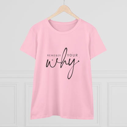 Women's Midweight Cotton Tee - Remember Your Why - Purpose Driven Motivation