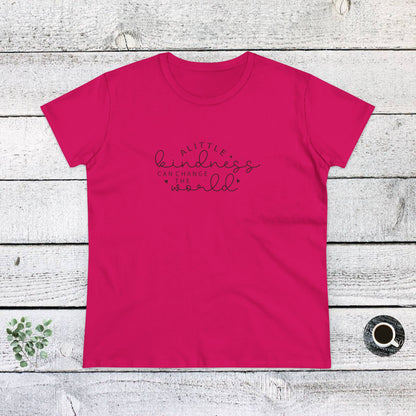 Women's Midweight Cotton Tee - A Little Kindness, A Little Less Judgment - Kindness Quote