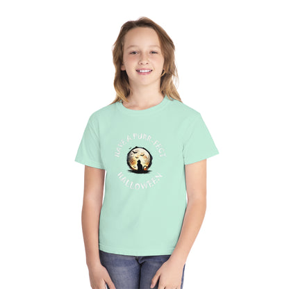 Youth T-Shirt, Girls Tee, Cat Lovers Halloween - Have a PURR_FECT Halloween