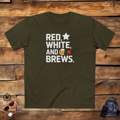 Men's T-Shirt, Men's Tee, Men's Funny Gift, Red White and Brews!