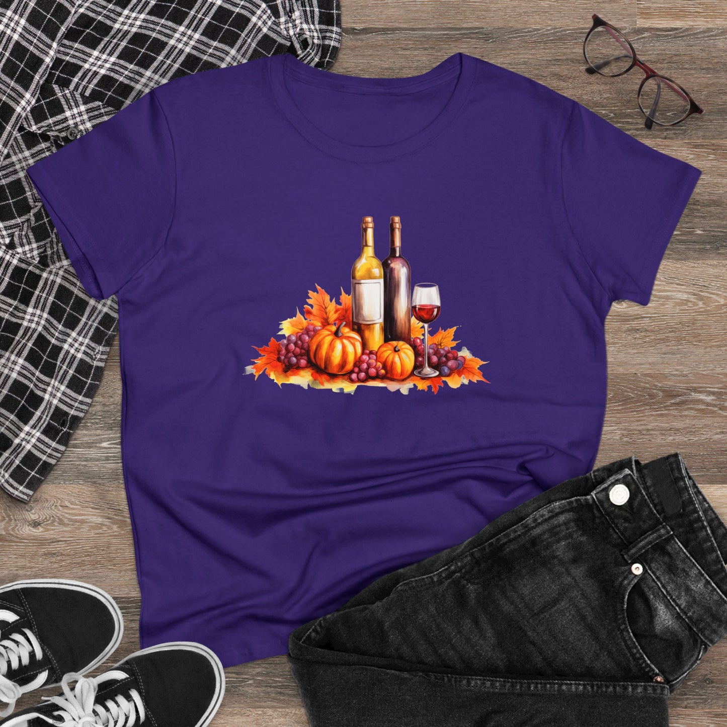 women halloween t-shirt, tee, fall, women's wine glass, pumpkins, halloween gift