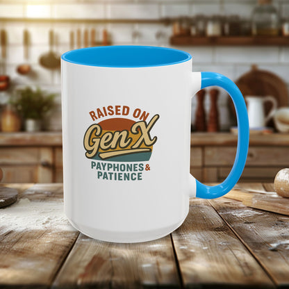 Colorful 'Raised on Gen X' Mug - Perfect Gift for Nostalgic Coffee Lovers
