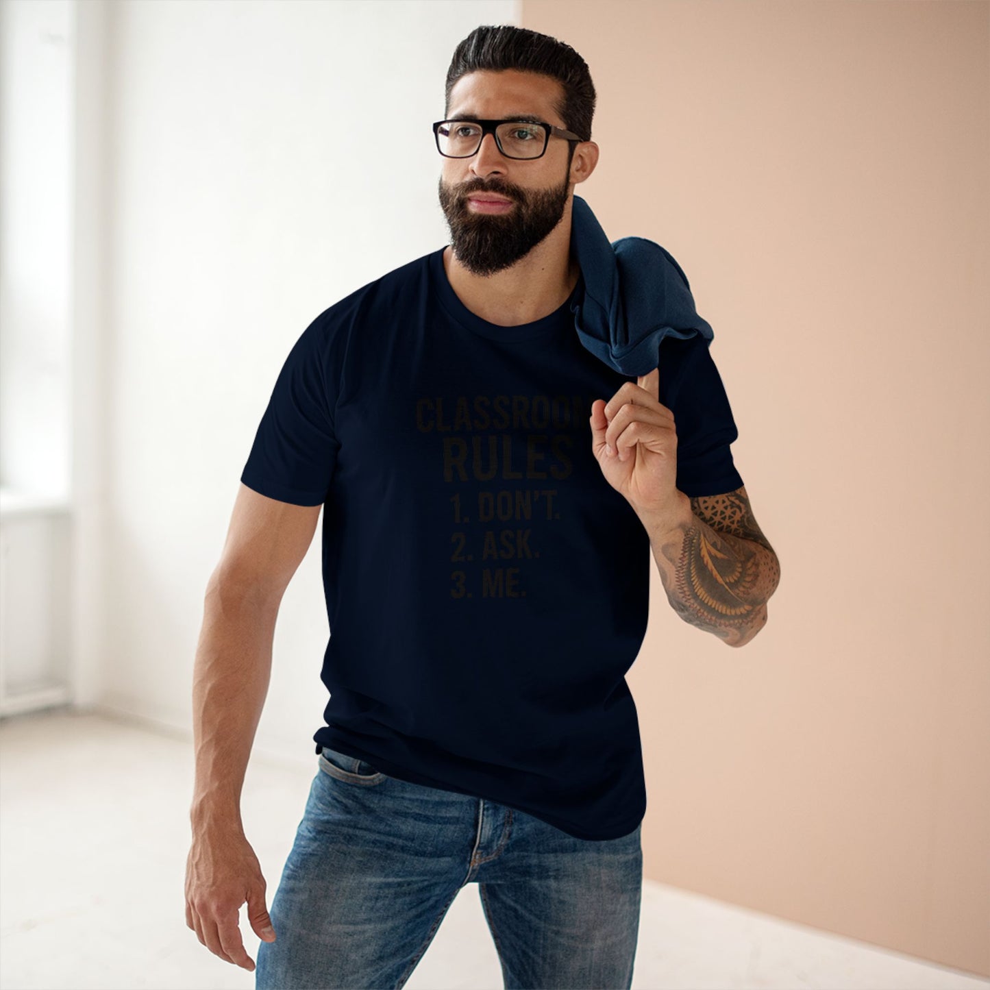 stylish men's stable tee - classroom rules design. teachers with attitude.