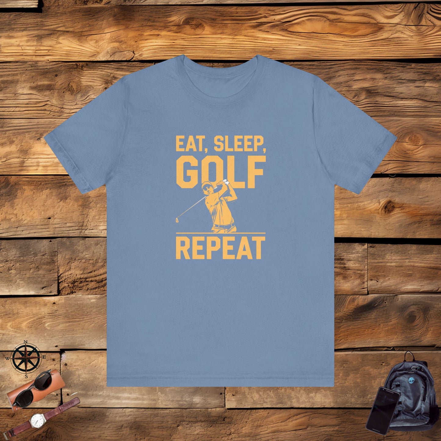 men & women golf t-shirt: eat, sleep, golf repeat. unisex golf t-shirt