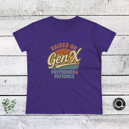 Women's Cotton Tee - Raised on Gen X with Payphones & Patience