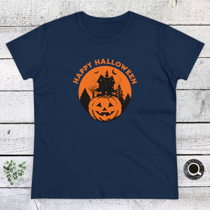 Women Halloween T-Shirt, Women Tee, Halloween Gift, Jack O'Lantern - Haunted Halloween