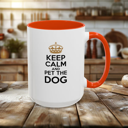 Colorful Mugs (11oz, 15oz) - Keep Calm and pet the dog | Funny Dog Lover Gift | Cute Pet Quote Design