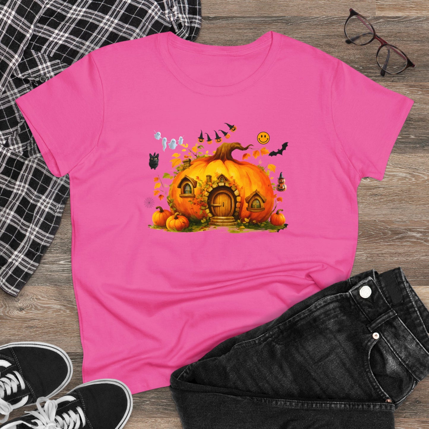 women halloween t-shirt, women's tee, pumpkins, funny, halloween gift