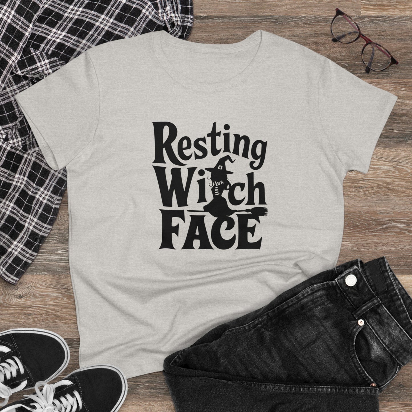 women's t-shirt, women's tee, halloween, funny gift, resting witch face!