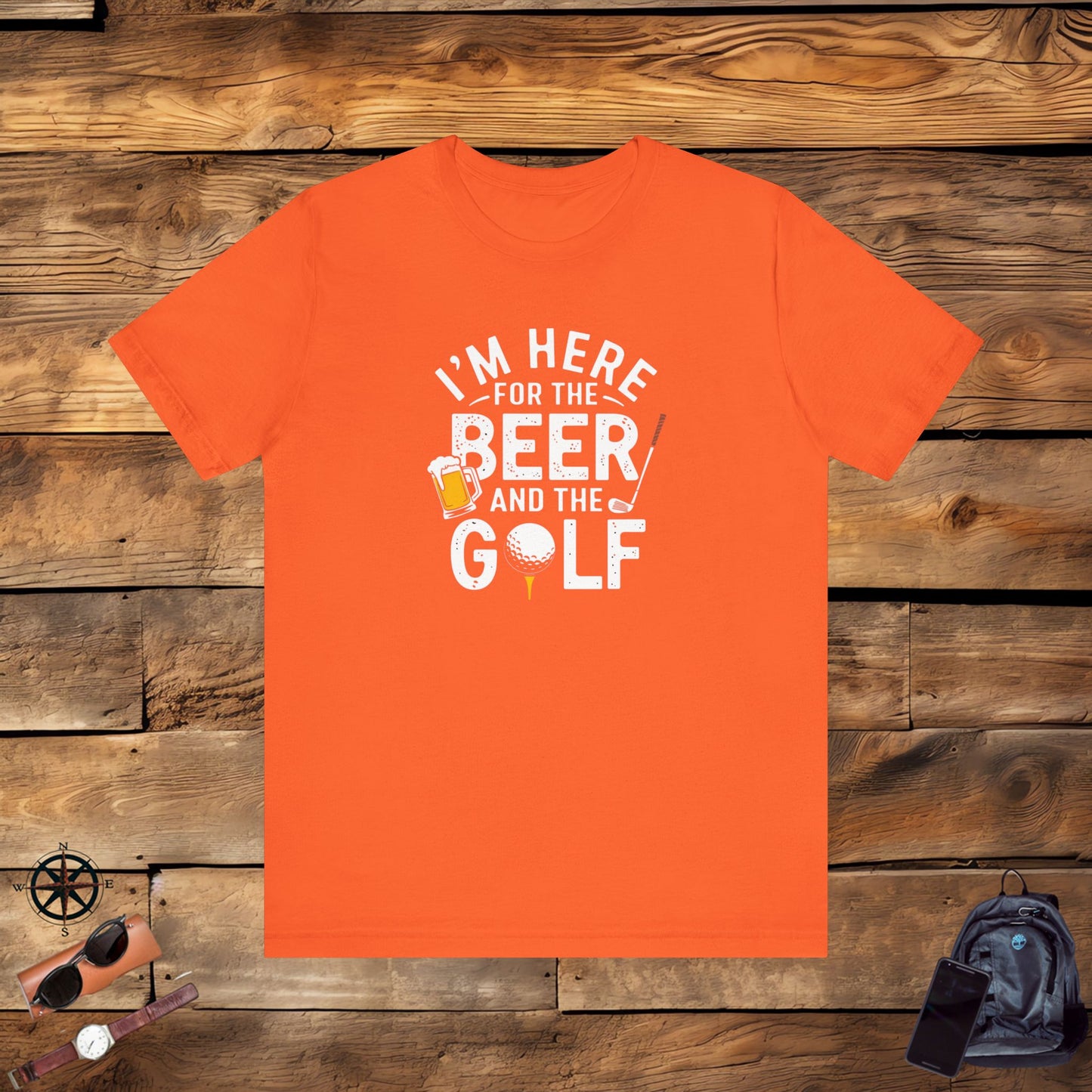 men & women golf t-shirt: i'm here for beer & golf! unisex golf t-shirt.