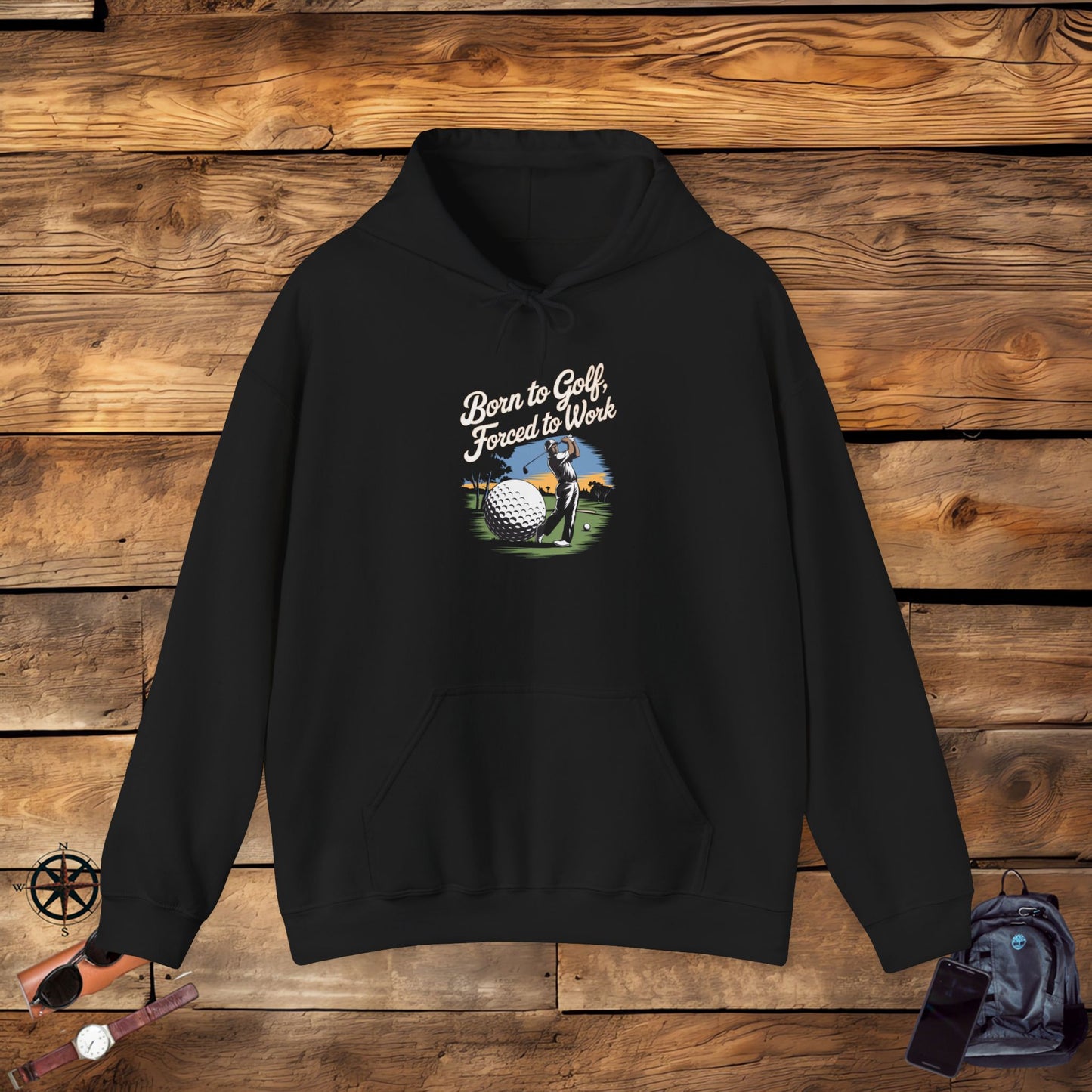 men & women golf sweatshirt: born to golf, forced to work. unisex golf sweatshirt: