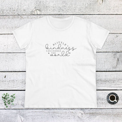 Women's Midweight Cotton Tee - A Little Kindness, A Little Less Judgment - Kindness Quote