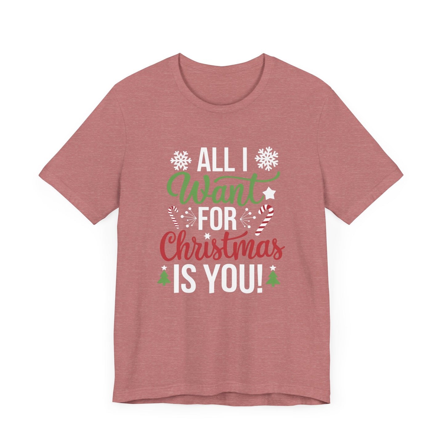 men & women christmas t-shirt. all i want for christmas is you. unisex christmas t-shirt.