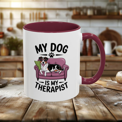 Colorful Mugs (11oz, 15oz) - My Dog is My Therapist | Funny Dog Lover Gift | Cute Pet Quote Design