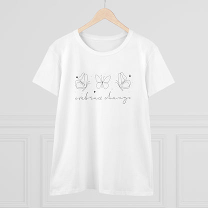 Women's Midweight Cotton Tee - Embrace Change - Growth Mindset Quote