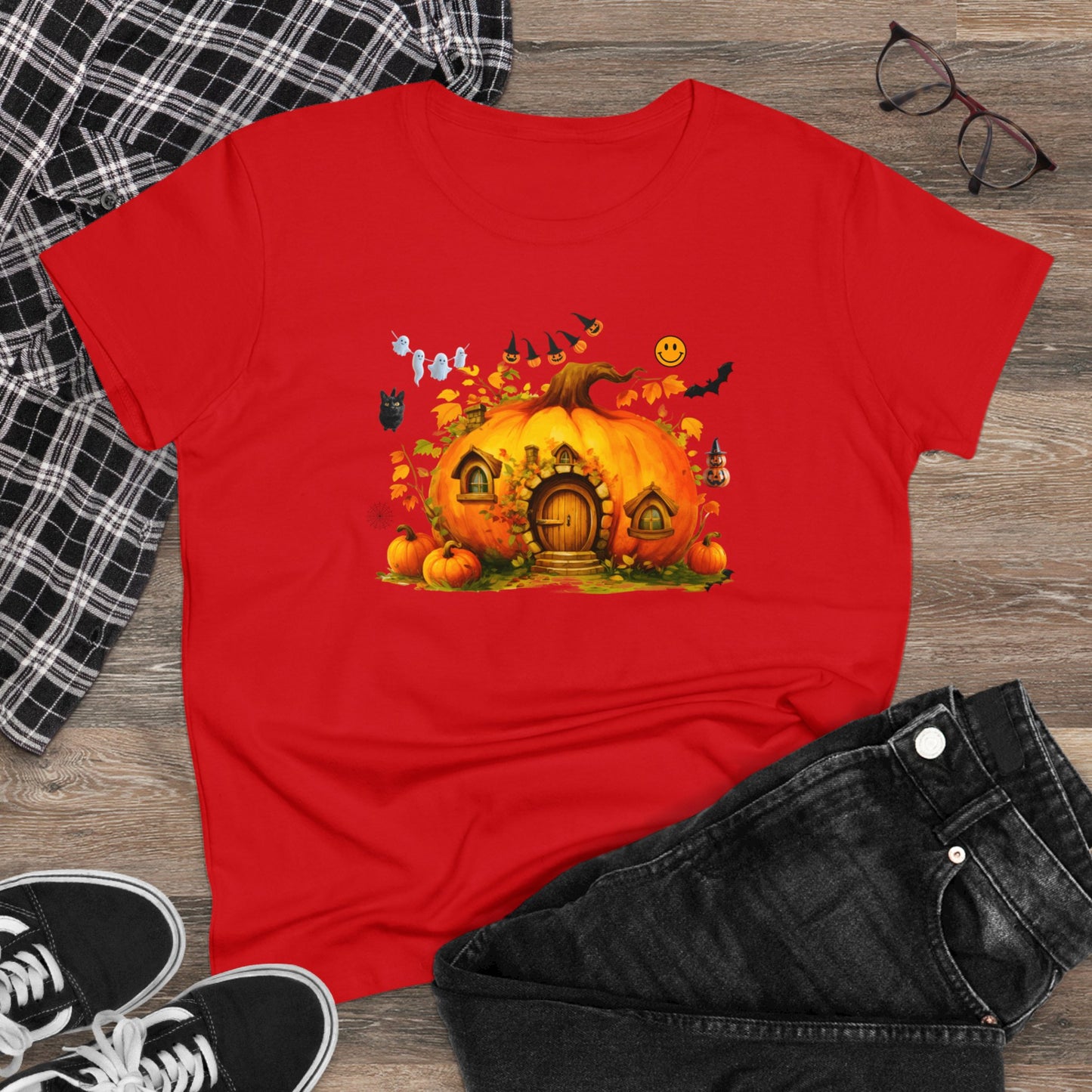 women halloween t-shirt, women's tee, pumpkins, funny, halloween gift