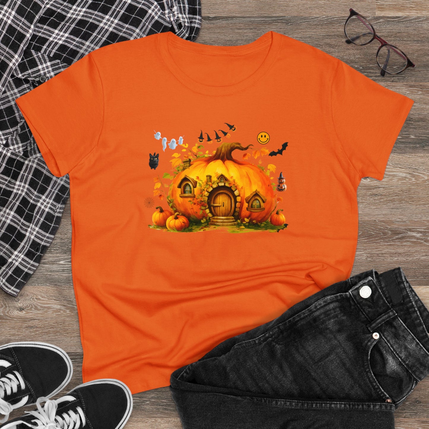 women halloween t-shirt, women's tee, pumpkins, funny, halloween gift