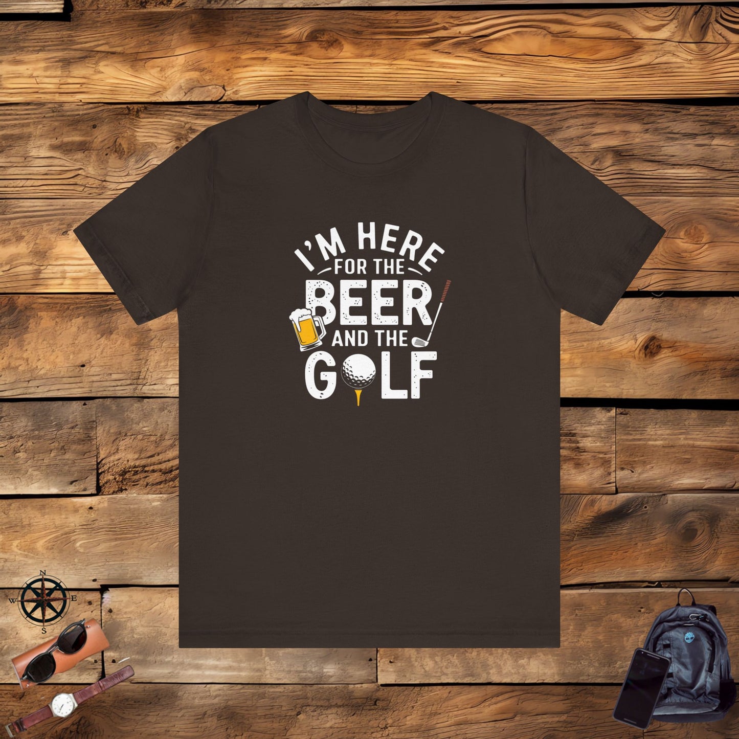 men & women golf t-shirt: i'm here for beer & golf! unisex golf t-shirt.