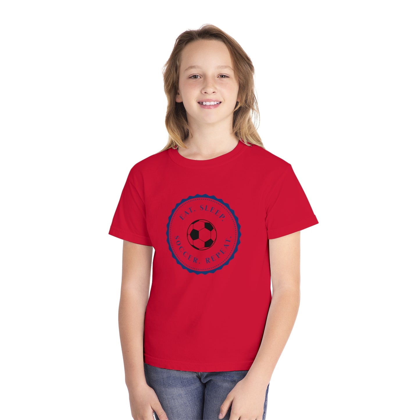 youth t-shirt - soccer. repeat.