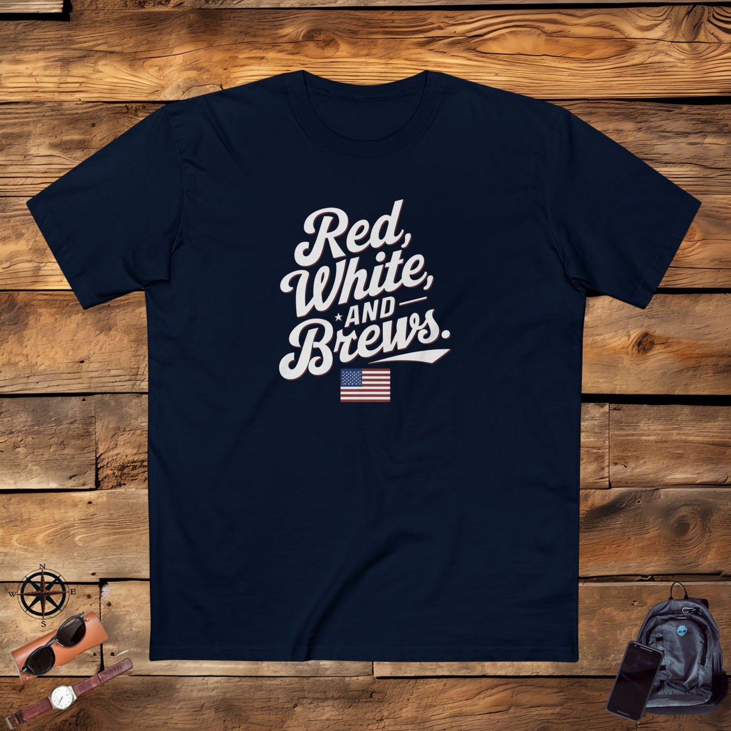 men's t-shirts, men's tee, men's funny gift, red white and brews!