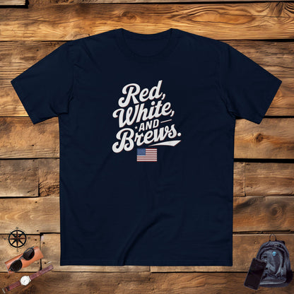 Men's T-Shirts, Men's Tee, Men's Funny Gift, Red White and Brews!