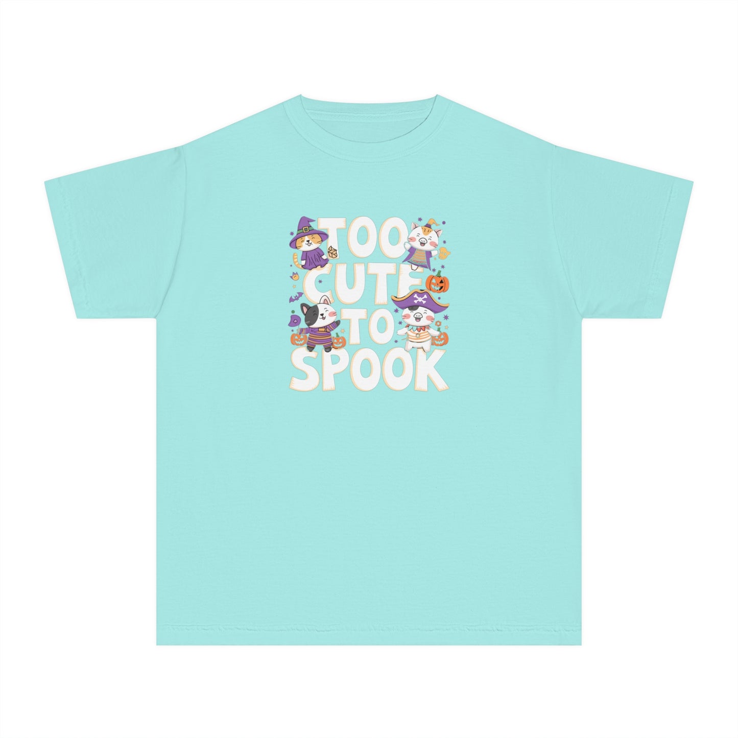 youth t-shirt, youth halloween t-shirt, too cute to spook!