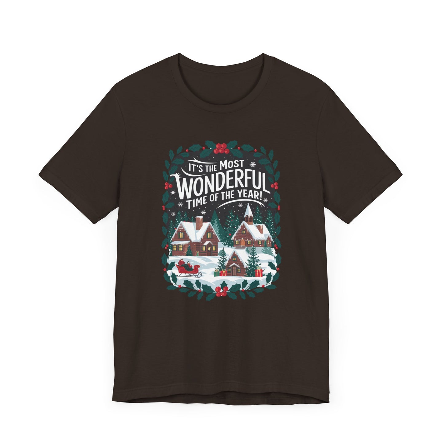 men & women christmas t-shirt. most wonderful time of year. unisex christmas t-shirt.