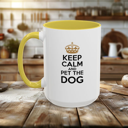 Colorful Mugs (11oz, 15oz) - Keep Calm and pet the dog | Funny Dog Lover Gift | Cute Pet Quote Design