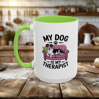 Colorful Mugs (11oz, 15oz) - My Dog is My Therapist | Funny Dog Lover Gift | Cute Pet Quote Design