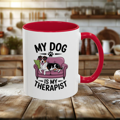 Colorful Mugs (11oz, 15oz) - My Dog is My Therapist | Funny Dog Lover Gift | Cute Pet Quote Design